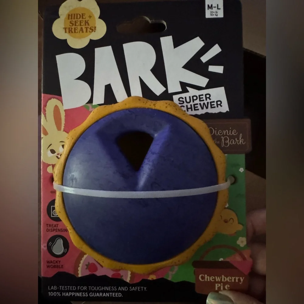 Bark Box Super Chewer Blueberry pie treat dispensing dog toy wacky last one!